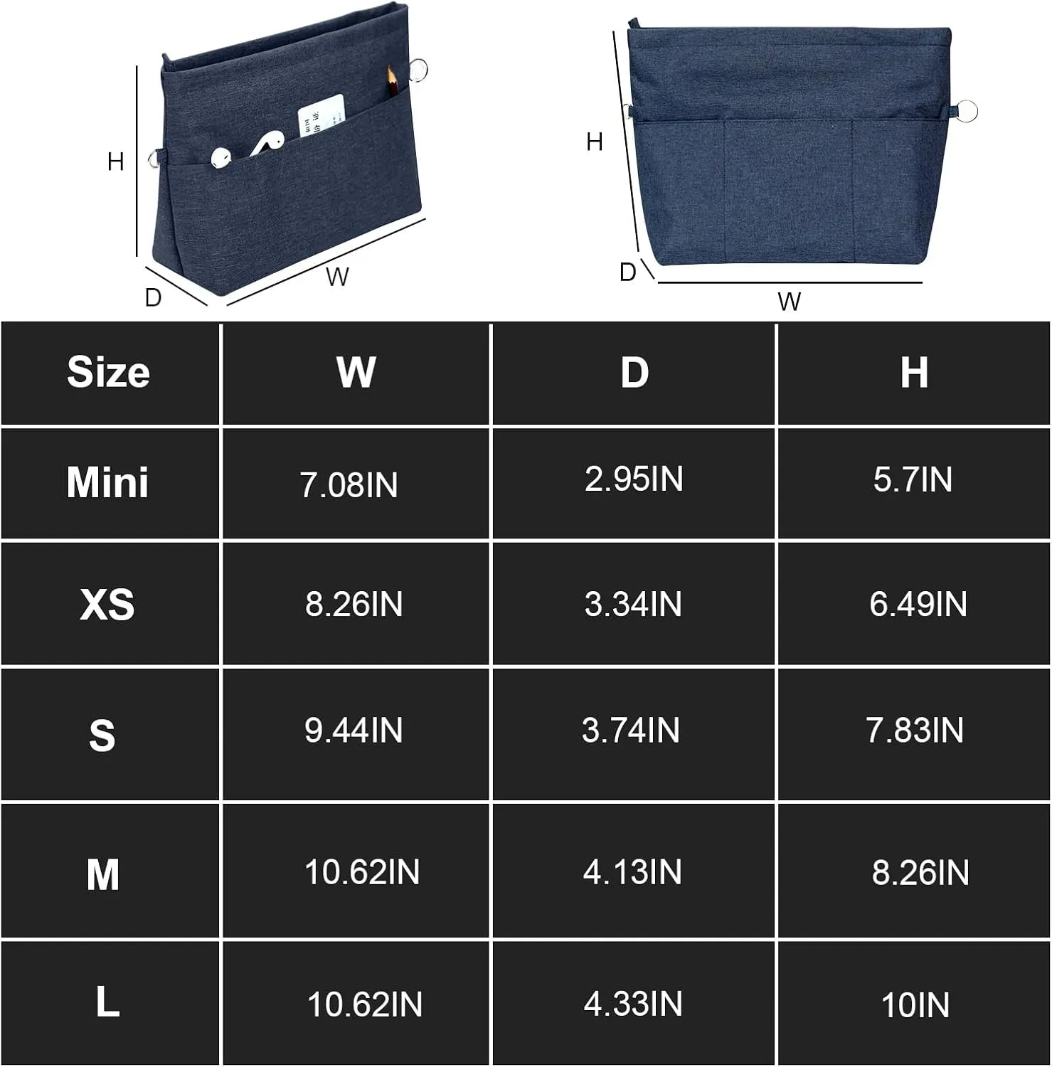 Lckaey Premium Nylon Purse Organizer for neverfull Tote Handbag insert for longchamp and goyard tote Organizers 3097Blue-S
