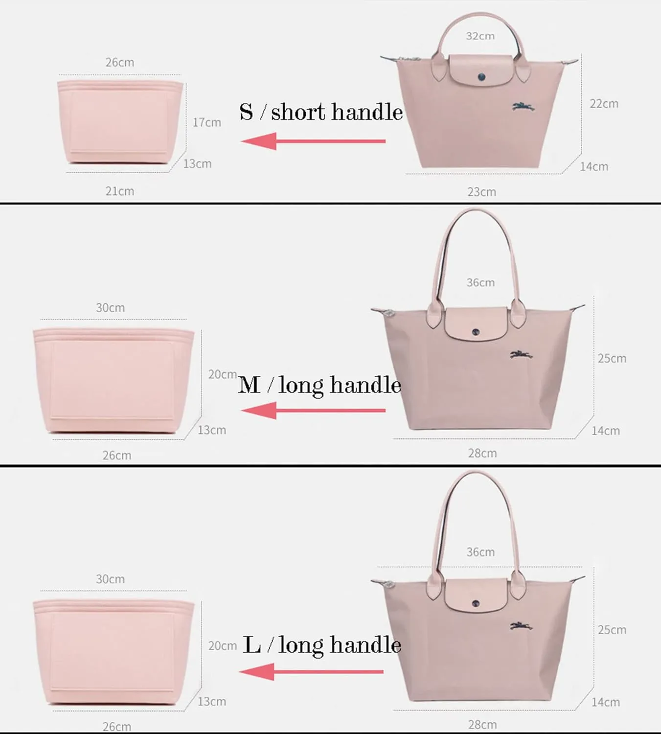 Lckaey Purse Organizer for bag organizer le pliage medium bag Y012-red-middle