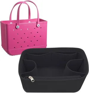 Lckaey Purse organizer for rubber beach bag with Borg bag handbags organizers Y015-black-L