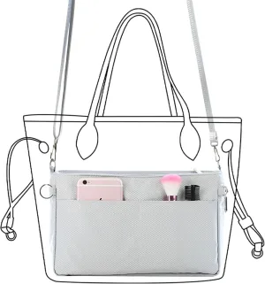 Lckaey Purse Organizer Insert For Handbag-Nylon tote bag Liner Shaper Bag in Bag Extensible space 3099Grey-M