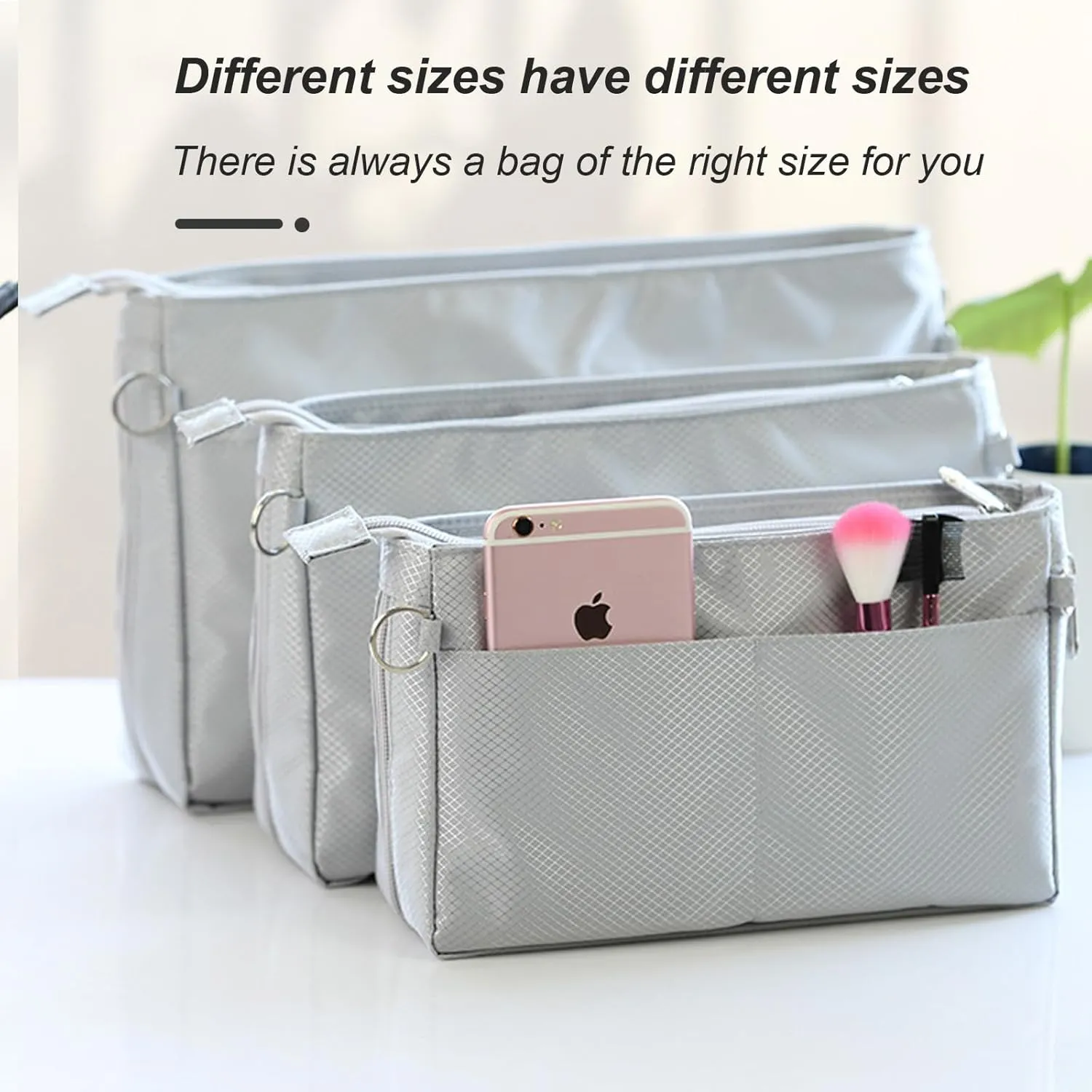Lckaey Purse Organizer Insert For Handbag-Nylon tote bag Liner Shaper Bag in Bag Extensible space 3099Grey-M