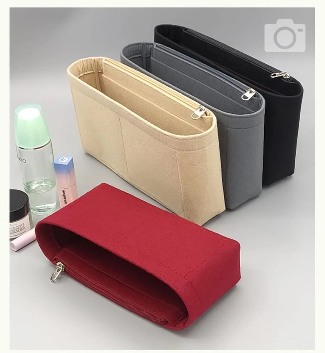 Lckaey Purse Organizer insert-For purse Premium felt Handbag Organizer 2019 beige-l