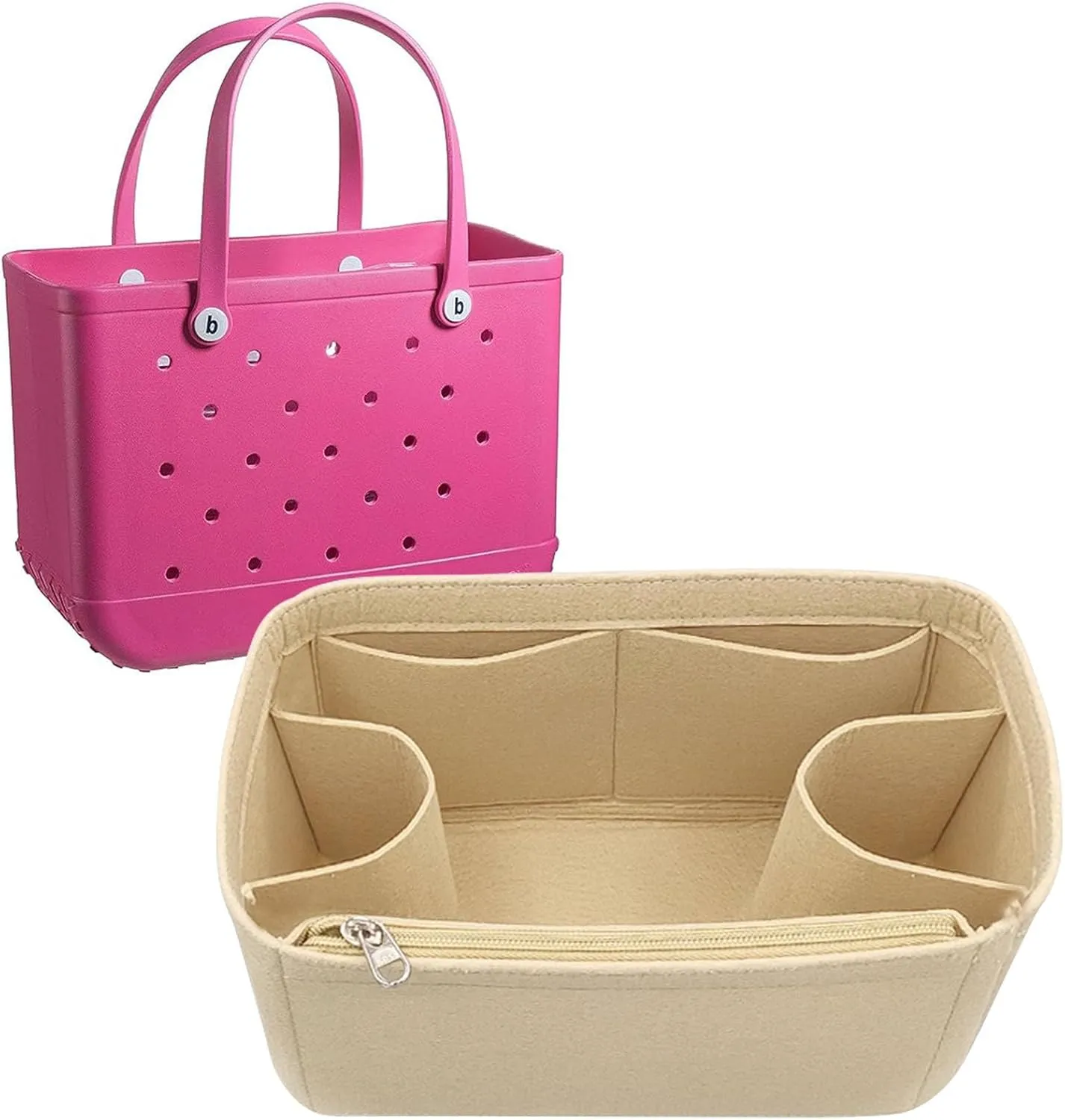 Lckaey Purse organizer inserts for rubber beach bag with Borg bag handbags felt organizers Y015-khaki-L