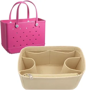 Lckaey Purse organizer inserts for rubber beach bag with Borg bag handbags felt organizers Y015-khaki-L