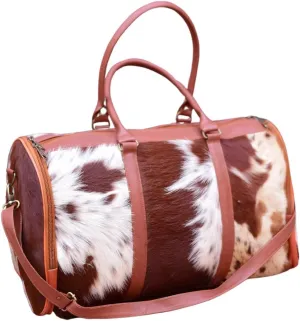 Leather Weekender Bag – the perfect companion to make your weekend getaways and overnight trips effortlessly stylish (tan white, 18 inch)