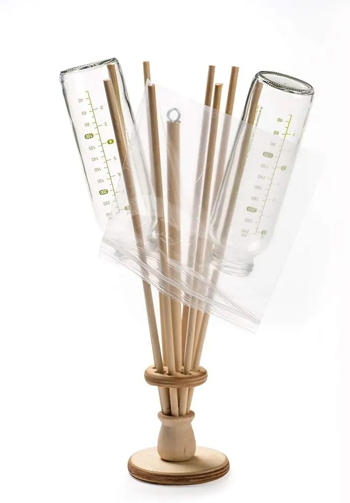 Lehman's Economical and Eco-Friendly Wooden 8-Arm Bag Holder and Bottle Dryer