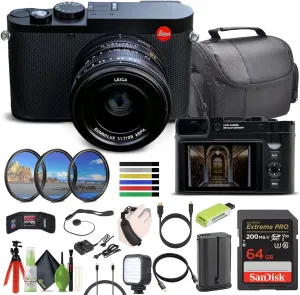 Leica Q3 Compact Digital Camera 19080, 60MP Full-Frame BSI CMOS Sensor, Summilux 28mm f/1.7 Prime Lens, 8K Video Recording, Photography Camera Bundle 64GB SD Card  Cleaning Kit   Camera Bag and More
