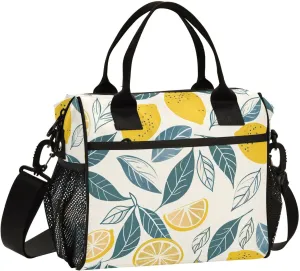 Lemon Section Diagram Design Lunch Bag for Women with Shoulder Strap Tote Bag for Women Heavy Duty Lunch Bag for Kindergarten Size S bolsos de almuerzo para mujeres