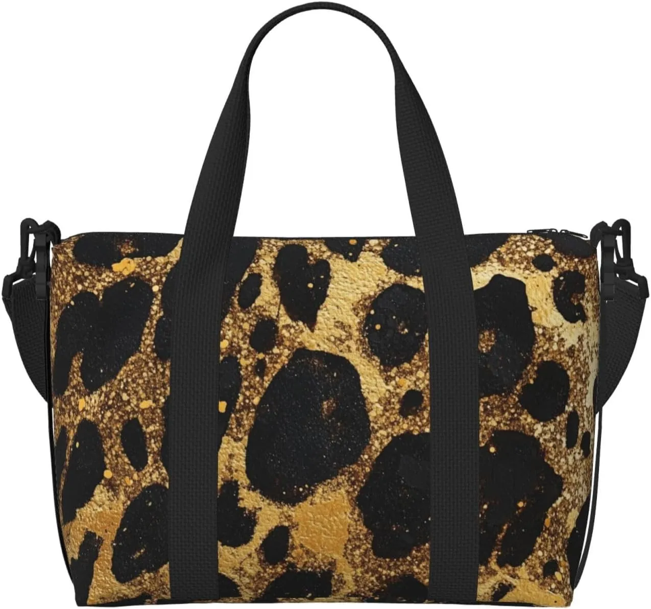 Leopard art print Travel Duffel Bag, Sports Tote Gym Bag, Swim Pool Bag Large Shoulder Tote Bag for Beach Weekender