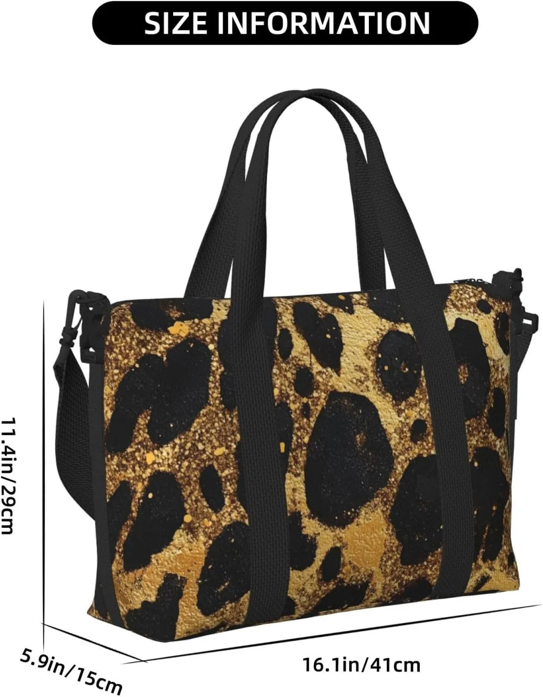 Leopard art print Travel Duffel Bag, Sports Tote Gym Bag, Swim Pool Bag Large Shoulder Tote Bag for Beach Weekender