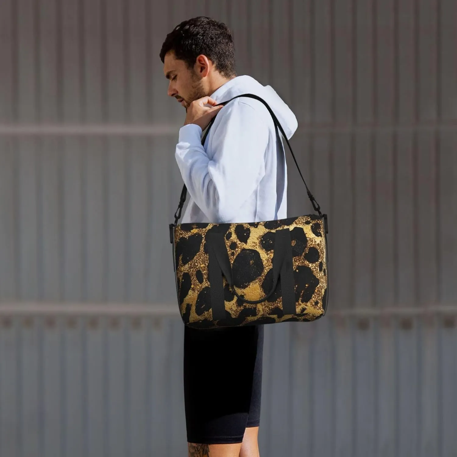 Leopard art print Travel Duffel Bag, Sports Tote Gym Bag, Swim Pool Bag Large Shoulder Tote Bag for Beach Weekender