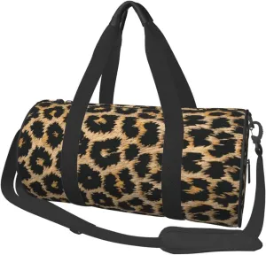 leopard patterned wallpaper Printed Sports Gym Bag for Men Women Foldable Duffel Bag Carry On Weekender Bag for Travel Sports