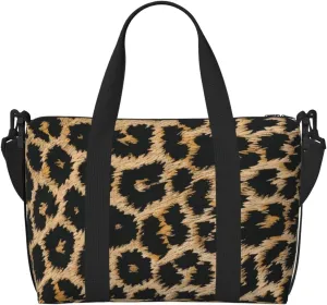 leopard patterned wallpaper Printed Travel Duffel Bag for Men Women Shoulder Weekender Overnight Bags for for Beach Swim Sports Gym