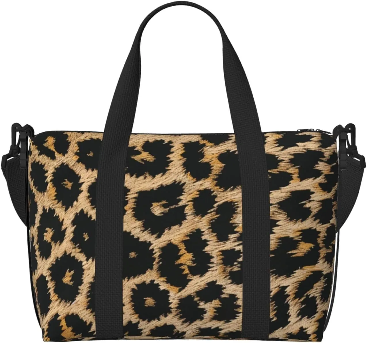 leopard patterned wallpaper Printed Travel Duffel Bag for Men Women Shoulder Weekender Overnight Bags for for Beach Swim Sports Gym