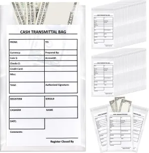Lewtemi 300 Pieces 6 x 9 Inch Bank Deposit Cash Transmittal Bags Tamper Evident Security Pocket Self Adhesive Clear Polyurethane Bags Audit Friendly for Bank Currency, Checks Receipts (0.06 mm)