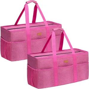 LHZK Stand Up Extra Large Utility Tote Bag with Lid, Utility Tote Bag with Metal Wire Frame and Sides Rinforced