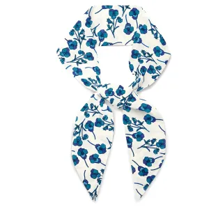 Liberty London Purse, Head or Neck Scarf - Pansy Ros Blue Skinny Scarf - Headband, Handbag flair - Silky Floral Tana Lawn Cotton