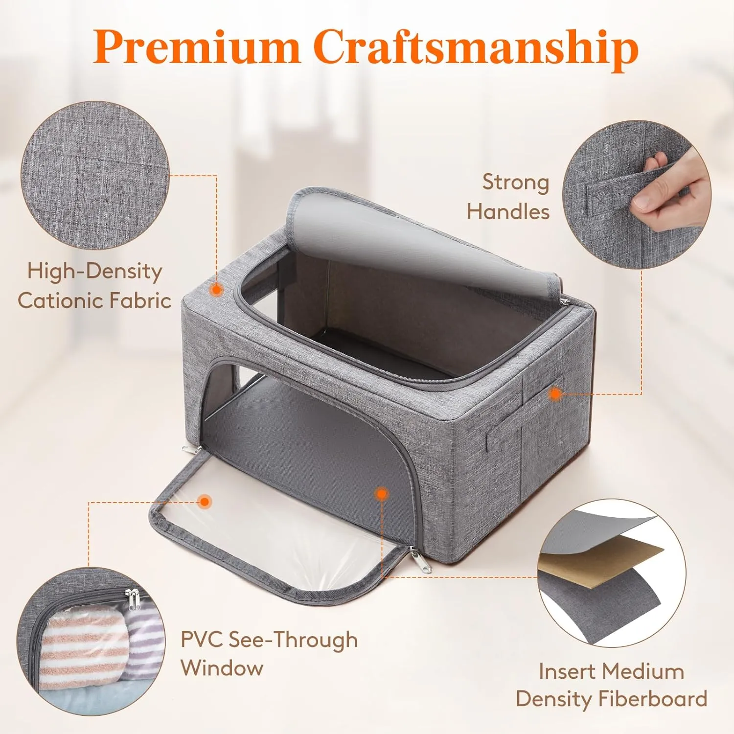 Lifewit 8 Pack Clothes Storage Bins with Metal Frame, Stackable Storage Box, Foldable Clothing Storage Bins with Lids, 40L Storage Bags Fabric Box Organizer with Clear Window＆ Zippers＆ Sturdy Handles