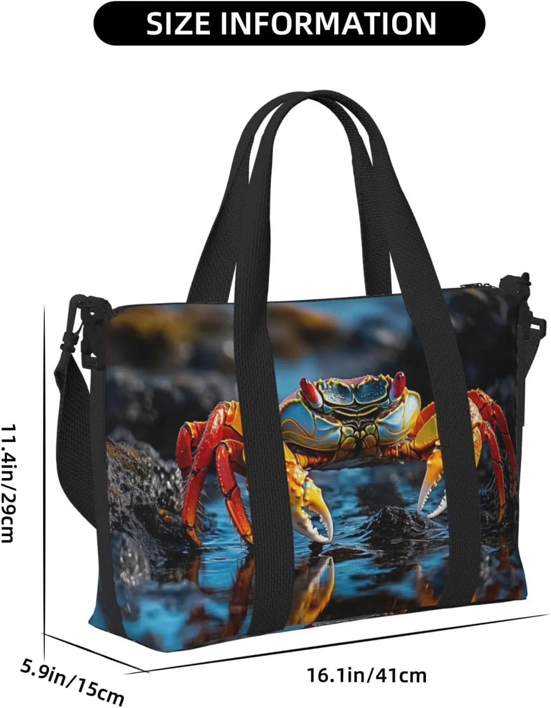 lightfoot crab print Travel Duffel Bag, Sports Tote Gym Bag, Swim Pool Bag Large Shoulder Tote Bag for Beach Weekender