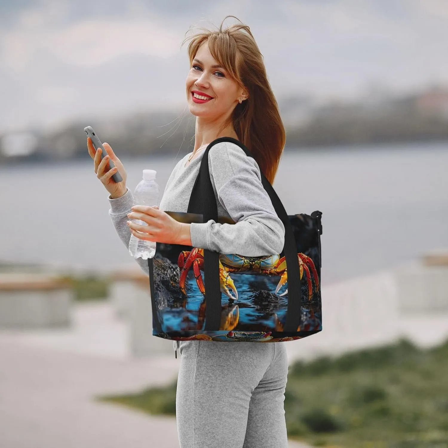 lightfoot crab print Travel Duffel Bag, Sports Tote Gym Bag, Swim Pool Bag Large Shoulder Tote Bag for Beach Weekender