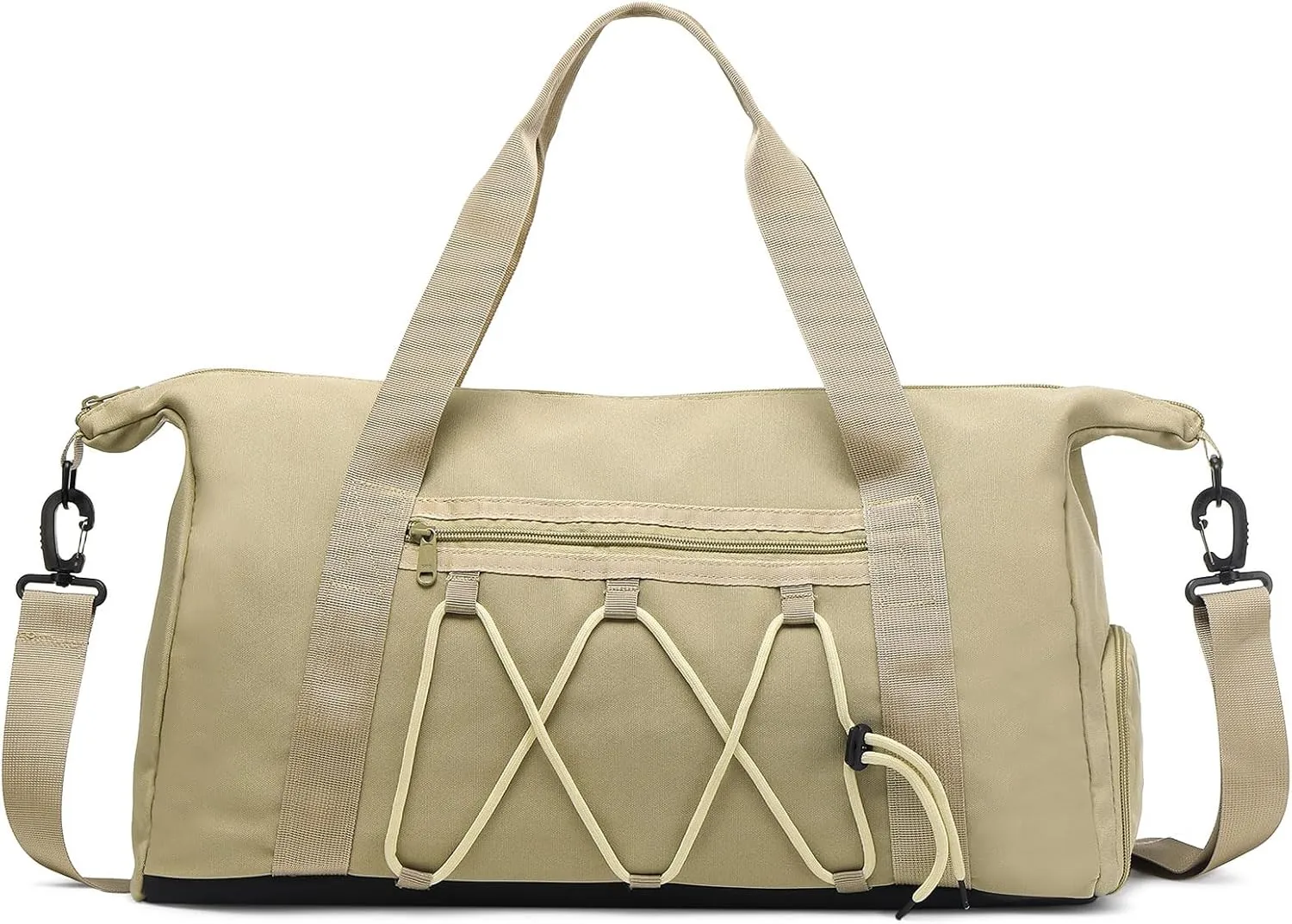 Lightweight Gym Bag for Men & Women, Water Resistant Sports Duffel Bag with Shoe Compartment & Wet Pocket for Travel Weekender & Fitness, Khaki