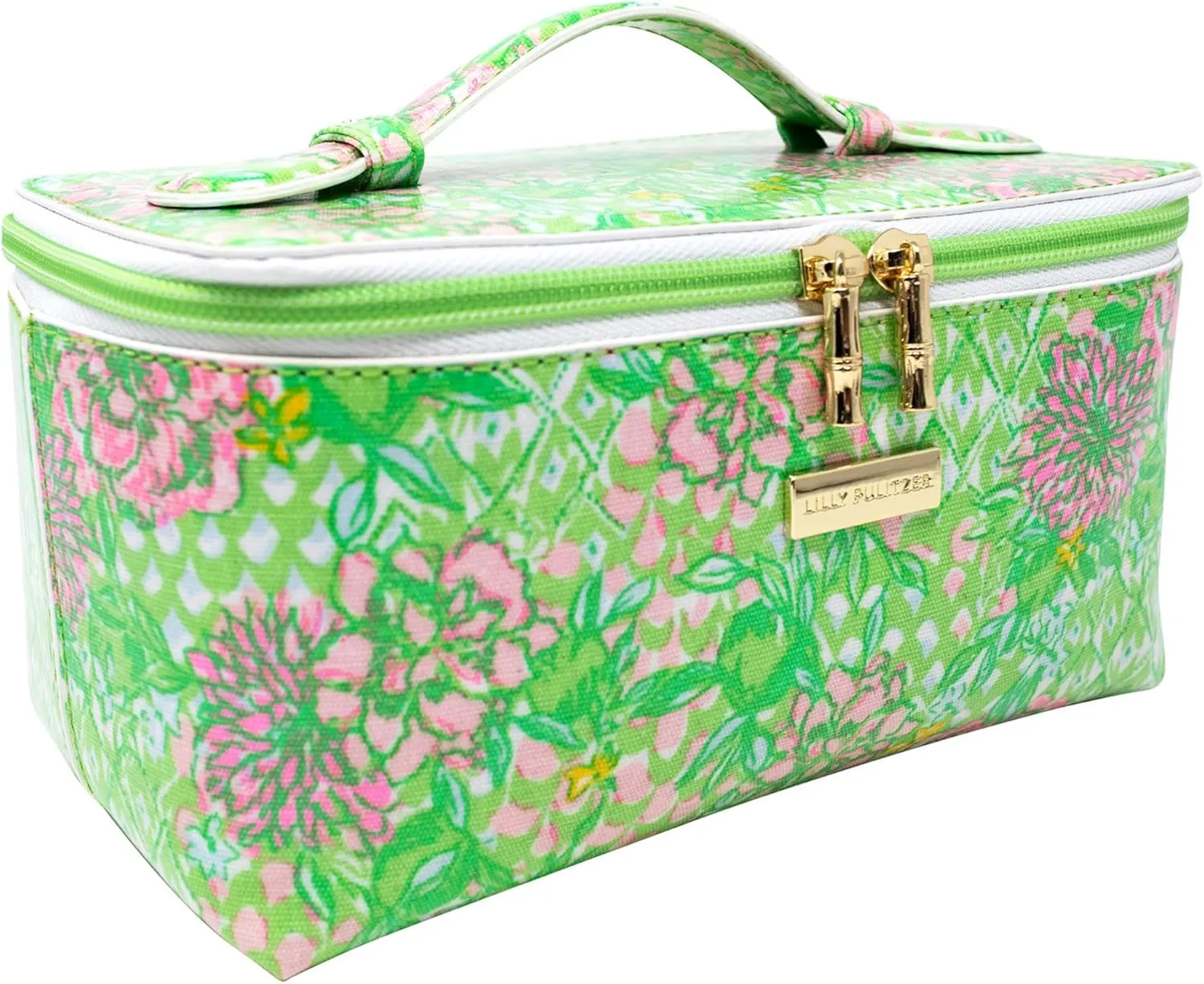 Lilly Pulitzer Cosmetic Bag for Women, Makeup Box with Zipper for Skincare, Lime Feeling Good
