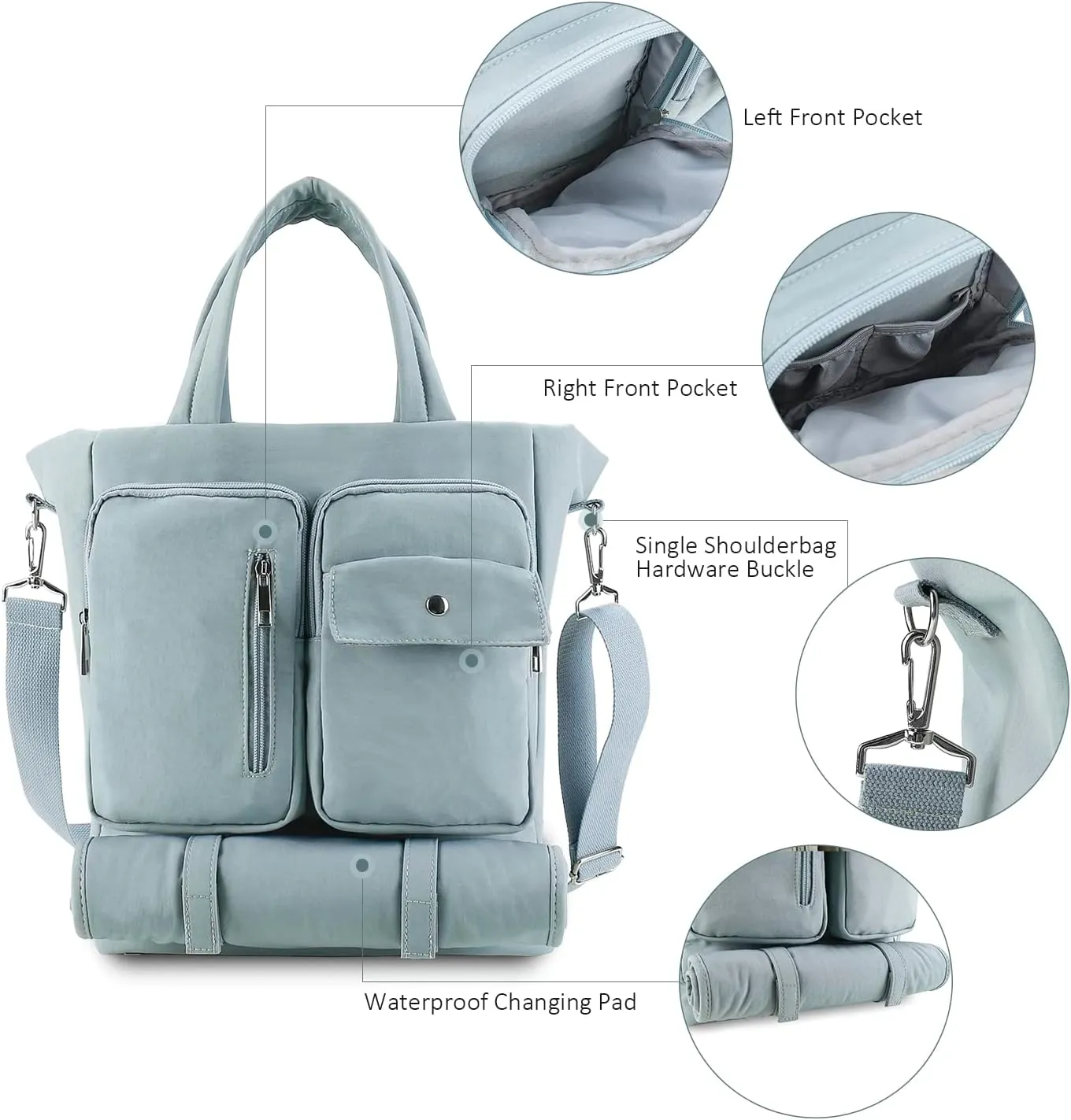 Lmbabter Diaper Bag Tote with Pacifier Case&Changing Station Upgrade Multi-Function Messenger Weekender Bag Baby Bag