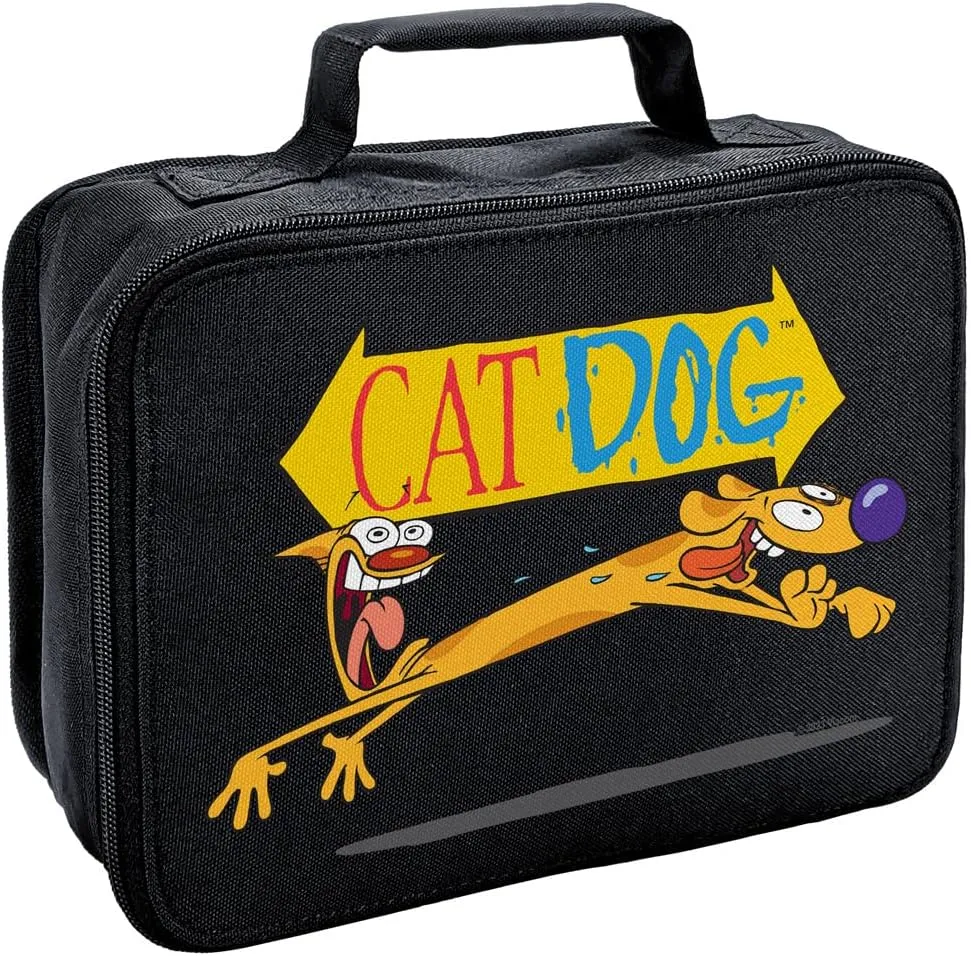 LOGOVISION Catdog Excited Insulated Soft Sided Lunch Box - Reusable Lunch Bag For School Office Work, BPA Free, 10"x8"