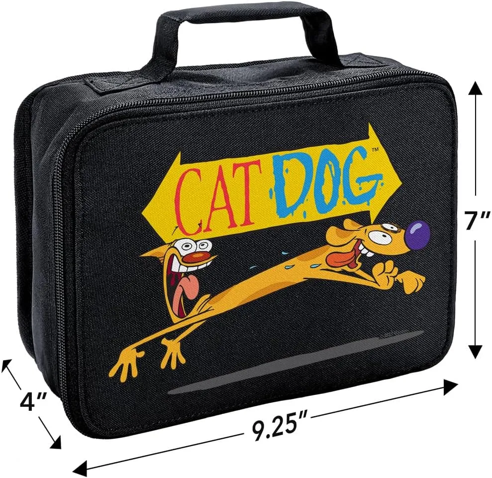 LOGOVISION Catdog Excited Insulated Soft Sided Lunch Box - Reusable Lunch Bag For School Office Work, BPA Free, 10"x8"