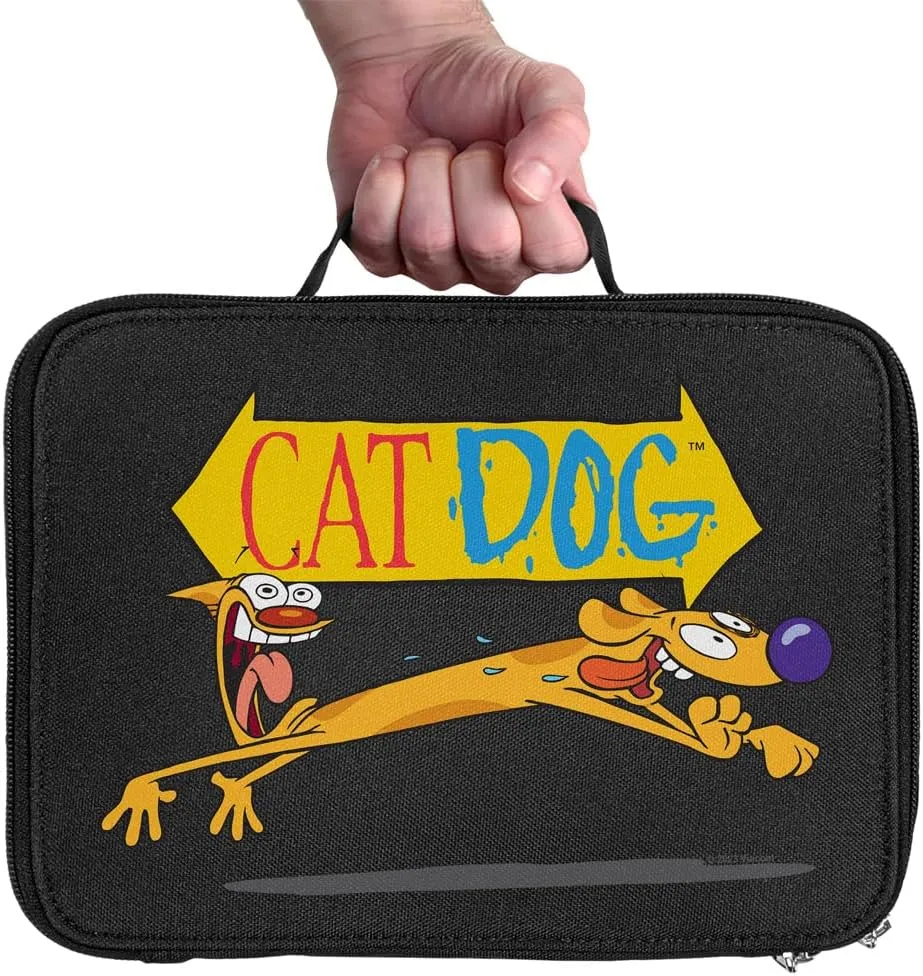 LOGOVISION Catdog Excited Insulated Soft Sided Lunch Box - Reusable Lunch Bag For School Office Work, BPA Free, 10"x8"