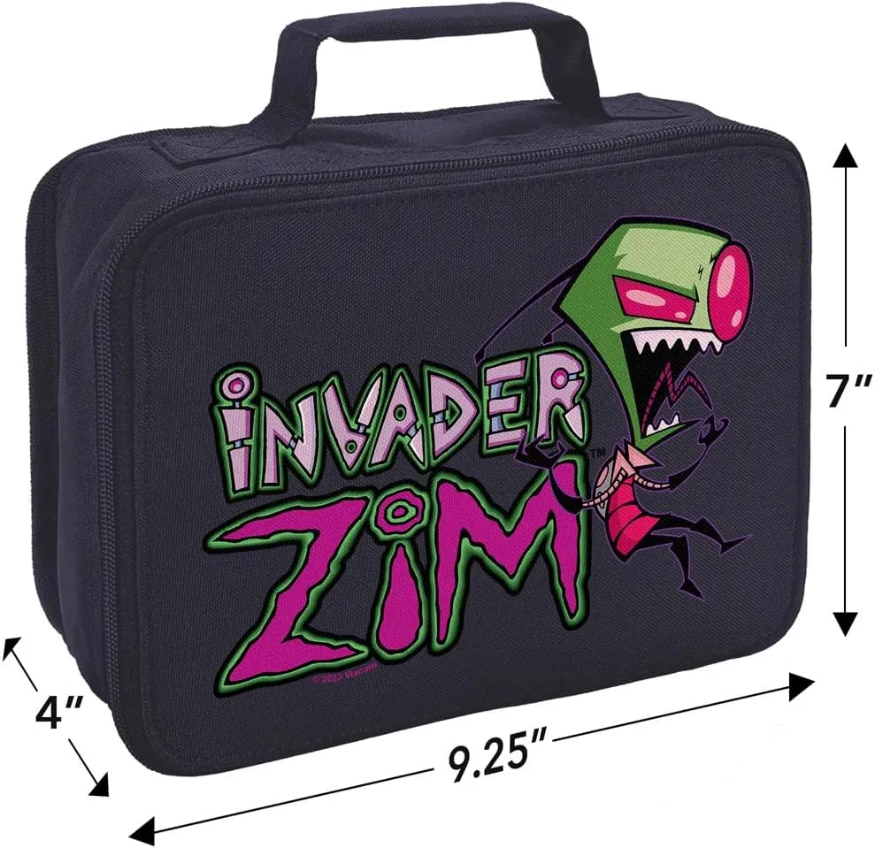 LOGOVISION Invader Zim Logo Insulated Soft Sided Lunch Box - Reusable Lunch Bag For School Office Work, BPA Free, Navy