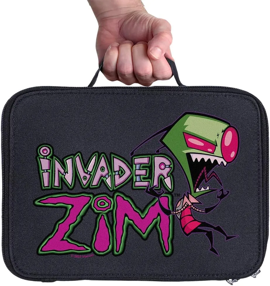 LOGOVISION Invader Zim Logo Insulated Soft Sided Lunch Box - Reusable Lunch Bag For School Office Work, BPA Free, Navy