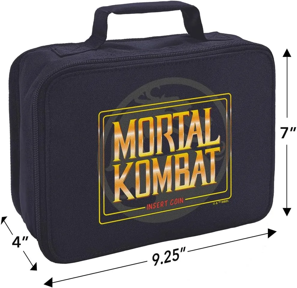 LOGOVISION Mortal Kombat Klassic Insert Coin Insulated Soft Sided Lunch Box - Reusable Lunch Bag For School Office Work, BPA Free, Navy