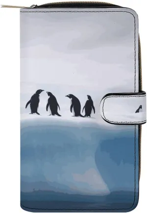 Long Wallet for Women Leather Wallet for Men Large Capacity Wristlet Wallets With 12 Card Holder Animals on The Iceberg Change Purse