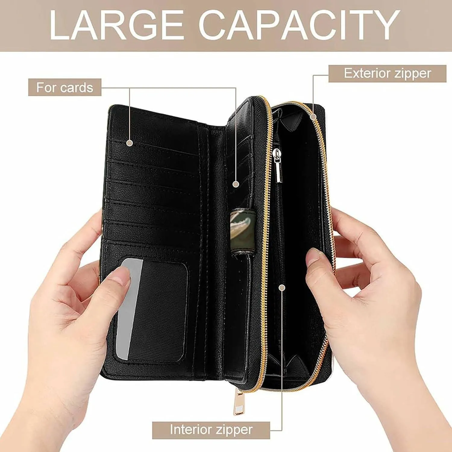 Long Wallet for Women Leather Wallet for Men Large Capacity Wristlet Wallets With 12 Card Holder Brook Trout Fly Fishing Change Purse