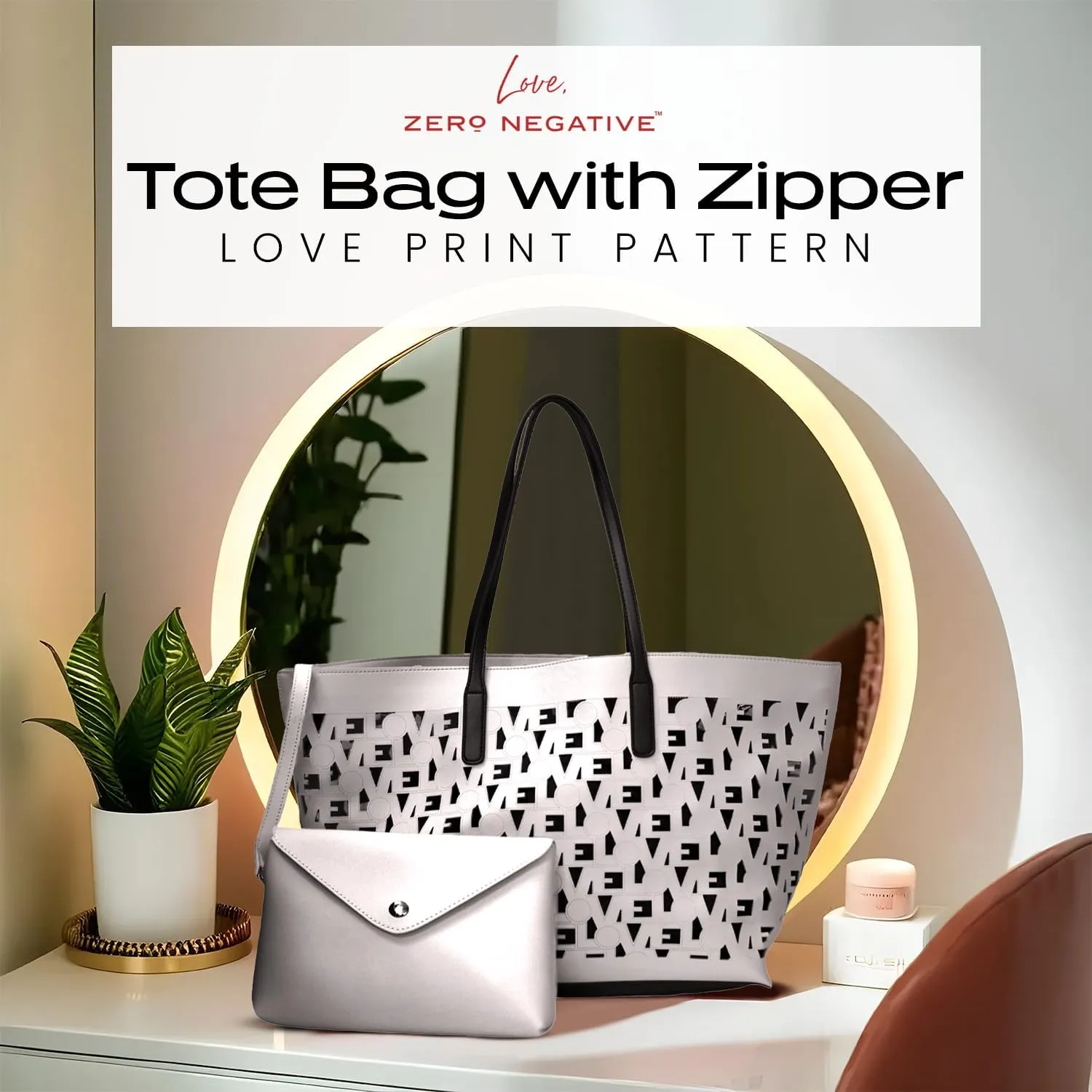 Love Tote | Designer Shoulder Bag | Large Totes for Women | Purses for Women | Vegan Leather Tote Bag | Removable Clutch