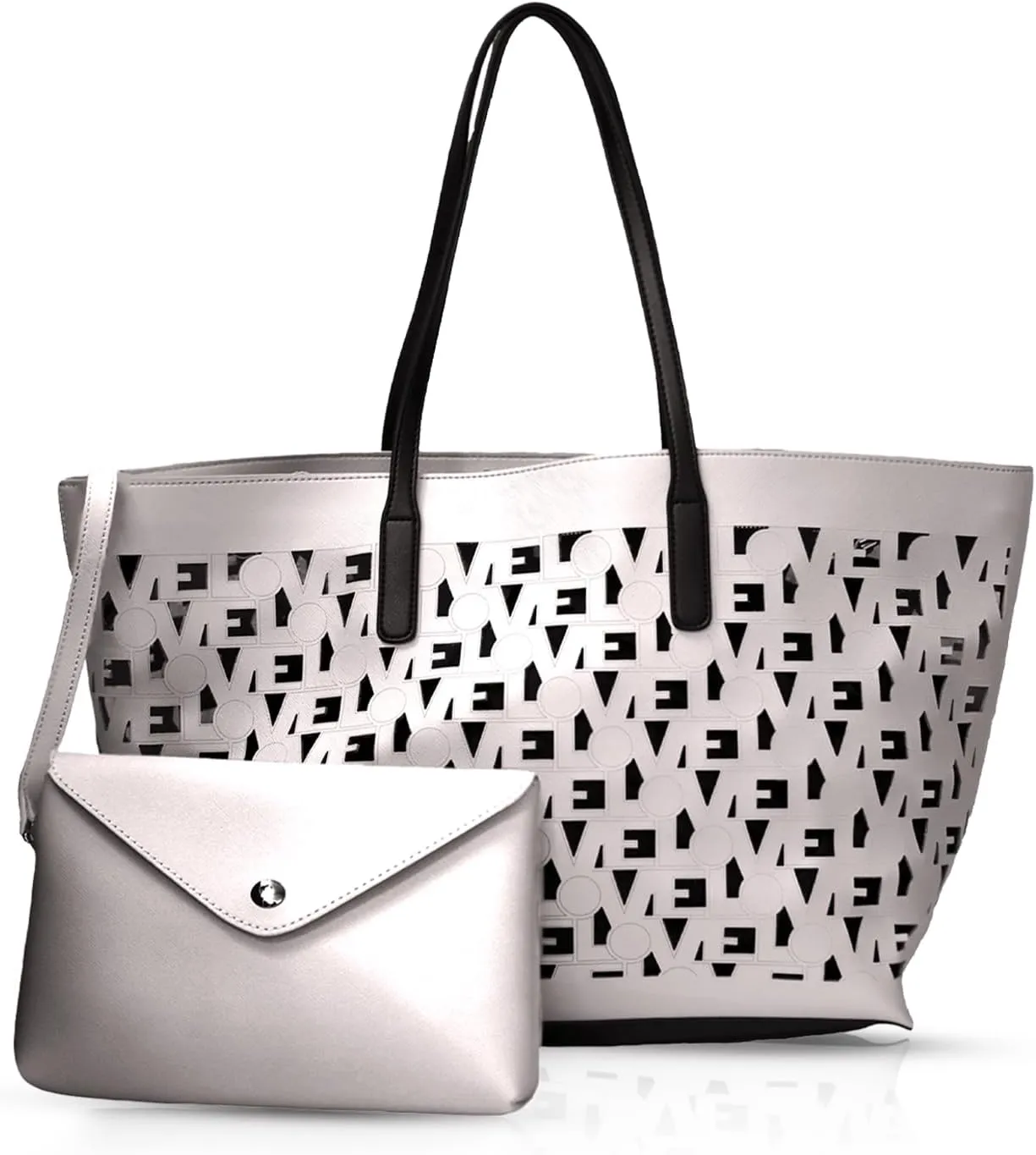 Love Tote | Designer Shoulder Bag | Large Totes for Women | Purses for Women | Vegan Leather Tote Bag | Removable Clutch