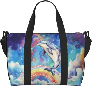 Lovely Dolphin print Travel Duffel Bag, Sports Tote Gym Bag, Swim Pool Bag Large Shoulder Tote Bag for Beach Weekender, 202-406-121