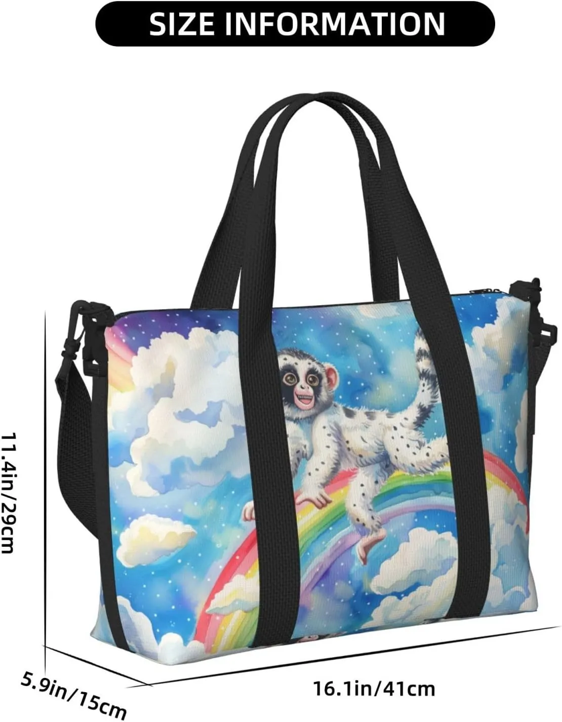 Lovely monkey print Travel Duffel Bag, Sports Tote Gym Bag, Swim Pool Bag Large Shoulder Tote Bag for Beach Weekender