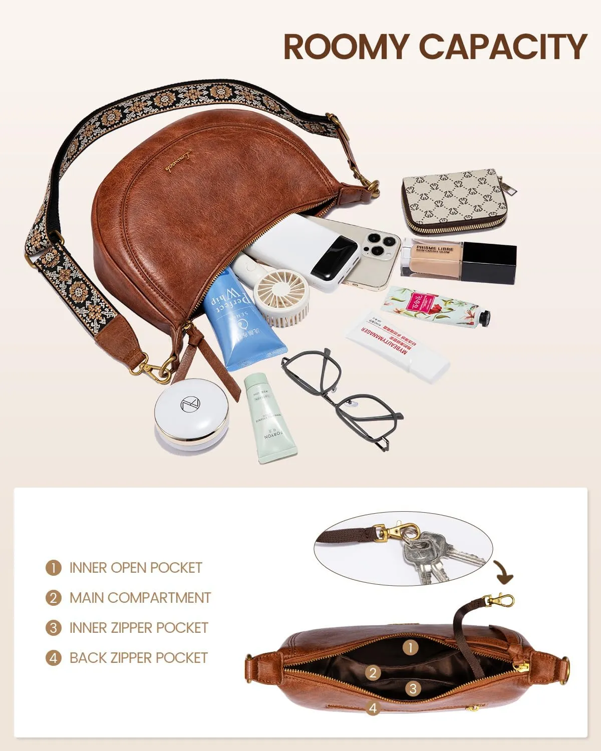 LOVEVOOK Crossbody Bags Purses for Women, Leather Cross Body Bags with Adjustable Wide Strap, Small Shoulder Bag Handbags
