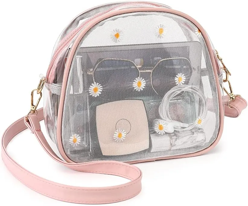 LOXOMU Clear Crossbody Purse for Women, Small Stadium Approved See Through Shoulder Bag