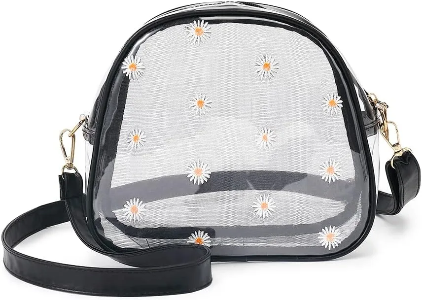 LOXOMU Clear Crossbody Purse for Women, Small Stadium Approved See Through Shoulder Bag