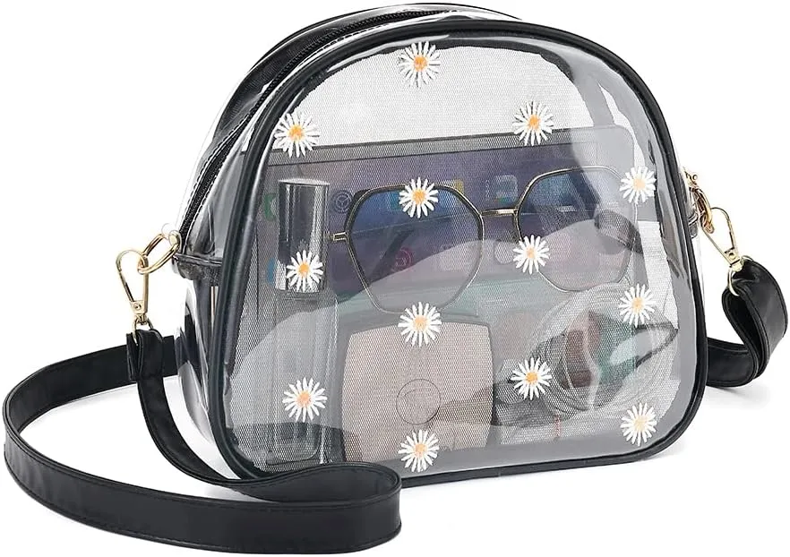 LOXOMU Clear Crossbody Purse for Women, Small Stadium Approved See Through Shoulder Bag