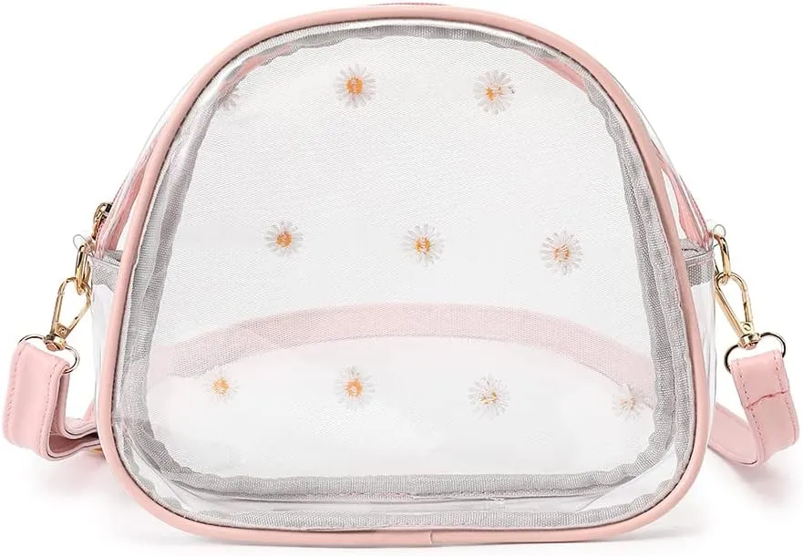 LOXOMU Clear Crossbody Purse for Women, Small Stadium Approved See Through Shoulder Bag
