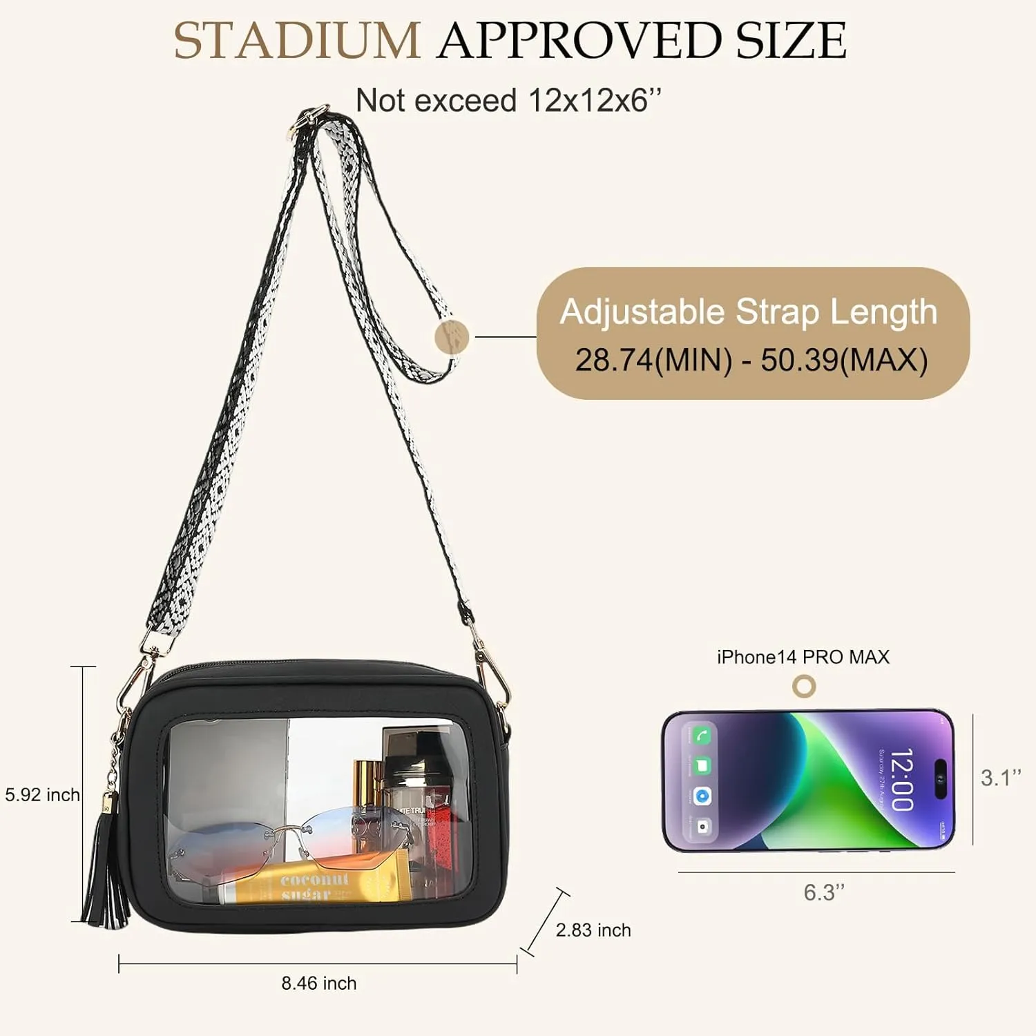 LOXOMU Clear Stadium Bags for Women, Small Clear Crossbody Bag Stadium Approved, Cute Clear Stadium Purse for Concerts