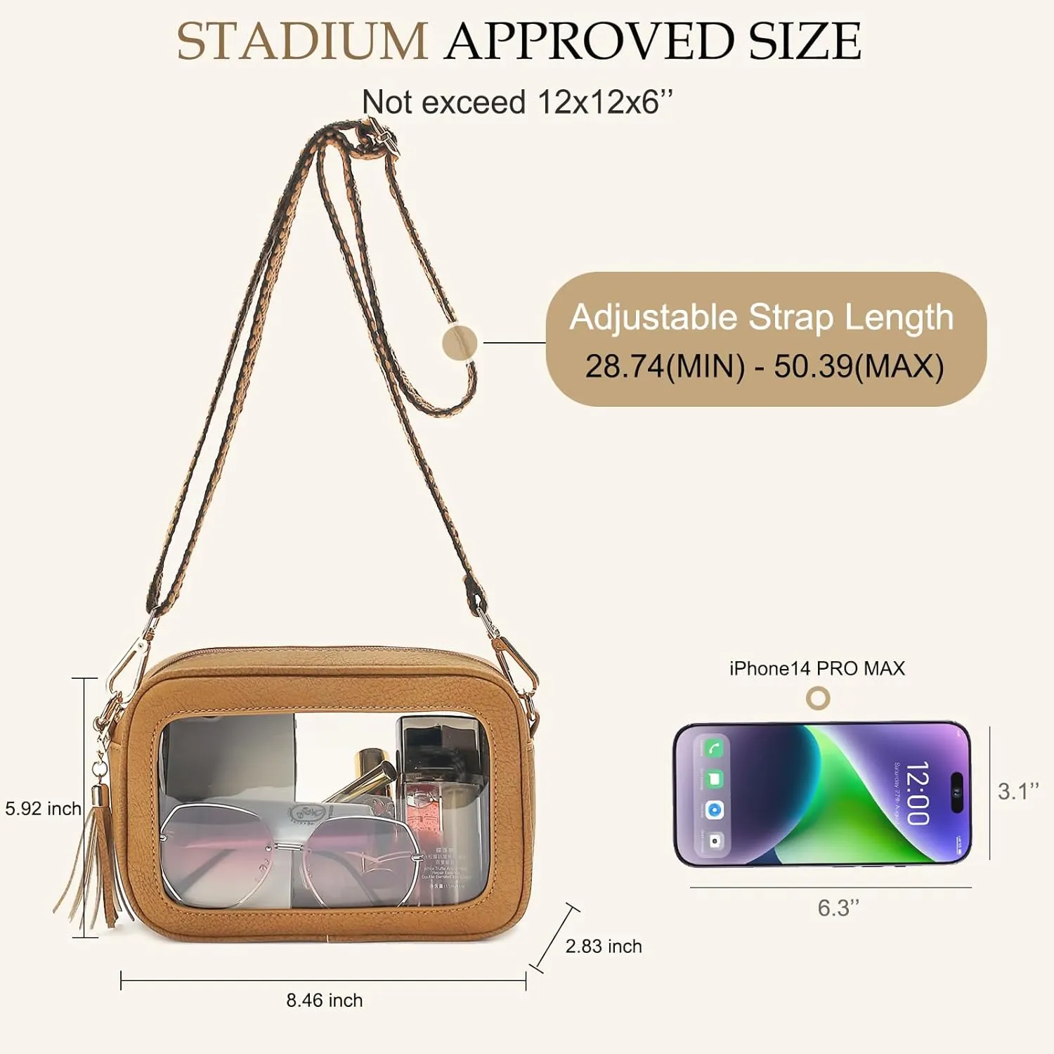 LOXOMU Clear Stadium Bags for Women, Small Clear Crossbody Bag Stadium Approved, Cute Clear Stadium Purse for Concerts