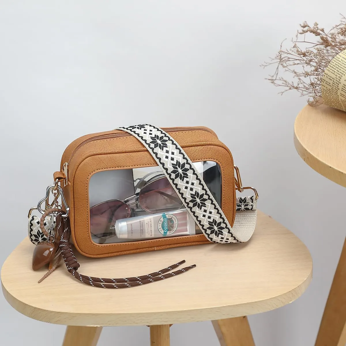 LOXOMU Clear Stadium Bags for Women, Small Clear Crossbody Bag Stadium Approved, Cute Clear Stadium Purse for Concerts