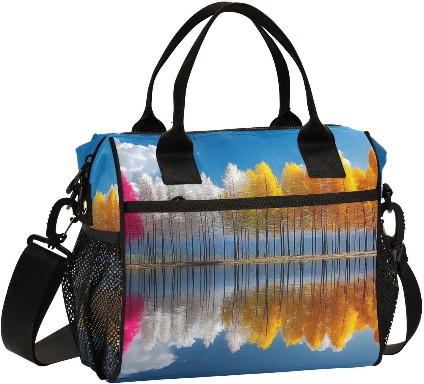Lunch Bag Colorful Birch Tree Landscape Lunch Box for Women Men Reusable Lunch Tote Shoulder Bag Leakproof Thermal Insulated Lunch Containers for Work Picnic Travel