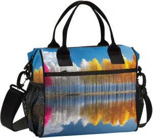 Lunch Bag Colorful Birch Tree Landscape Lunch Box for Women Men Reusable Lunch Tote Shoulder Bag Leakproof Thermal Insulated Lunch Containers for Work Picnic Travel