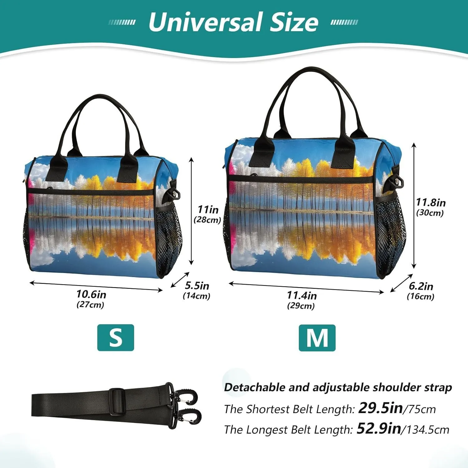 Lunch Bag Colorful Birch Tree Landscape Lunch Box for Women Men Reusable Lunch Tote Shoulder Bag Leakproof Thermal Insulated Lunch Containers for Work Picnic Travel